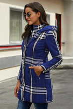 Afbeelding in Gallery-weergave laden, Blue Vintage Plaid Cotton Quilted Trench Coat