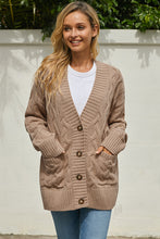 Afbeelding in Gallery-weergave laden, Khaki Open Front Button Down Knit Cardigan Coat
