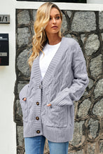 Afbeelding in Gallery-weergave laden, Gray Open Front Button Down Knit Cardigan Coat