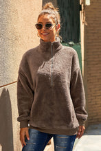 Afbeelding in Gallery-weergave laden, Brown Traverse Pocketed Sherpa Pullover Sweatshirt