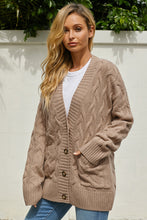 Afbeelding in Gallery-weergave laden, Khaki Open Front Button Down Knit Cardigan Coat