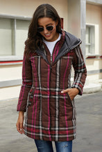 Afbeelding in Gallery-weergave laden, Brown Vintage Plaid Cotton Quilted Trench Coat