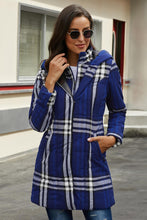Afbeelding in Gallery-weergave laden, Blue Vintage Plaid Cotton Quilted Trench Coat