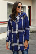 Afbeelding in Gallery-weergave laden, Blue Vintage Plaid Cotton Quilted Trench Coat
