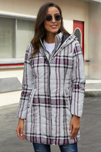 Afbeelding in Gallery-weergave laden, Gray Vintage Plaid Cotton Quilted Trench Coat

