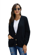 Afbeelding in Gallery-weergave laden, Black Oversize Button Front Cardigan

