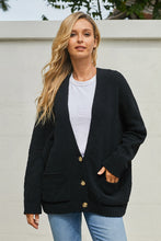 Afbeelding in Gallery-weergave laden, Black Oversize Button Front Cardigan
