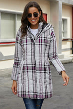Afbeelding in Gallery-weergave laden, Gray Vintage Plaid Cotton Quilted Trench Coat
