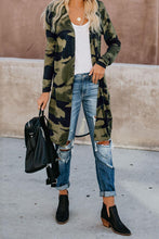 Afbeelding in Gallery-weergave laden, Green Camo Print Long Cardigan
