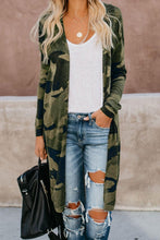 Afbeelding in Gallery-weergave laden, Green Camo Print Long Cardigan
