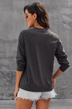 Afbeelding in Gallery-weergave laden, Dark Gray Letter Print Long Sleeve Pullover Casual Sweatshirt
