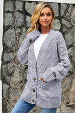 Afbeelding in Gallery-weergave laden, Gray Open Front Button Down Knit Cardigan Coat
