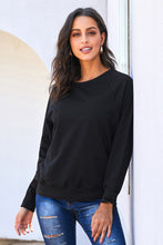 Afbeelding in Gallery-weergave laden, Black French Terry Cotton Blend Pullover Sweatshirt
