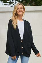Afbeelding in Gallery-weergave laden, Black Oversize Button Front Cardigan
