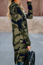 Afbeelding in Gallery-weergave laden, Green Camo Print Long Cardigan
