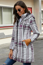 Afbeelding in Gallery-weergave laden, Gray Vintage Plaid Cotton Quilted Trench Coat

