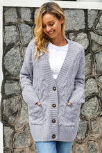 Afbeelding in Gallery-weergave laden, Gray Open Front Button Down Knit Cardigan Coat
